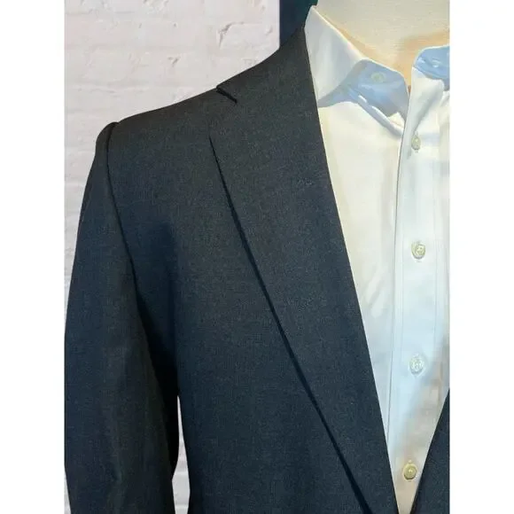 Stafford 46R 33x28.5 Solid Charcoal Gray Suit Nailhead - Picture 5 of 16